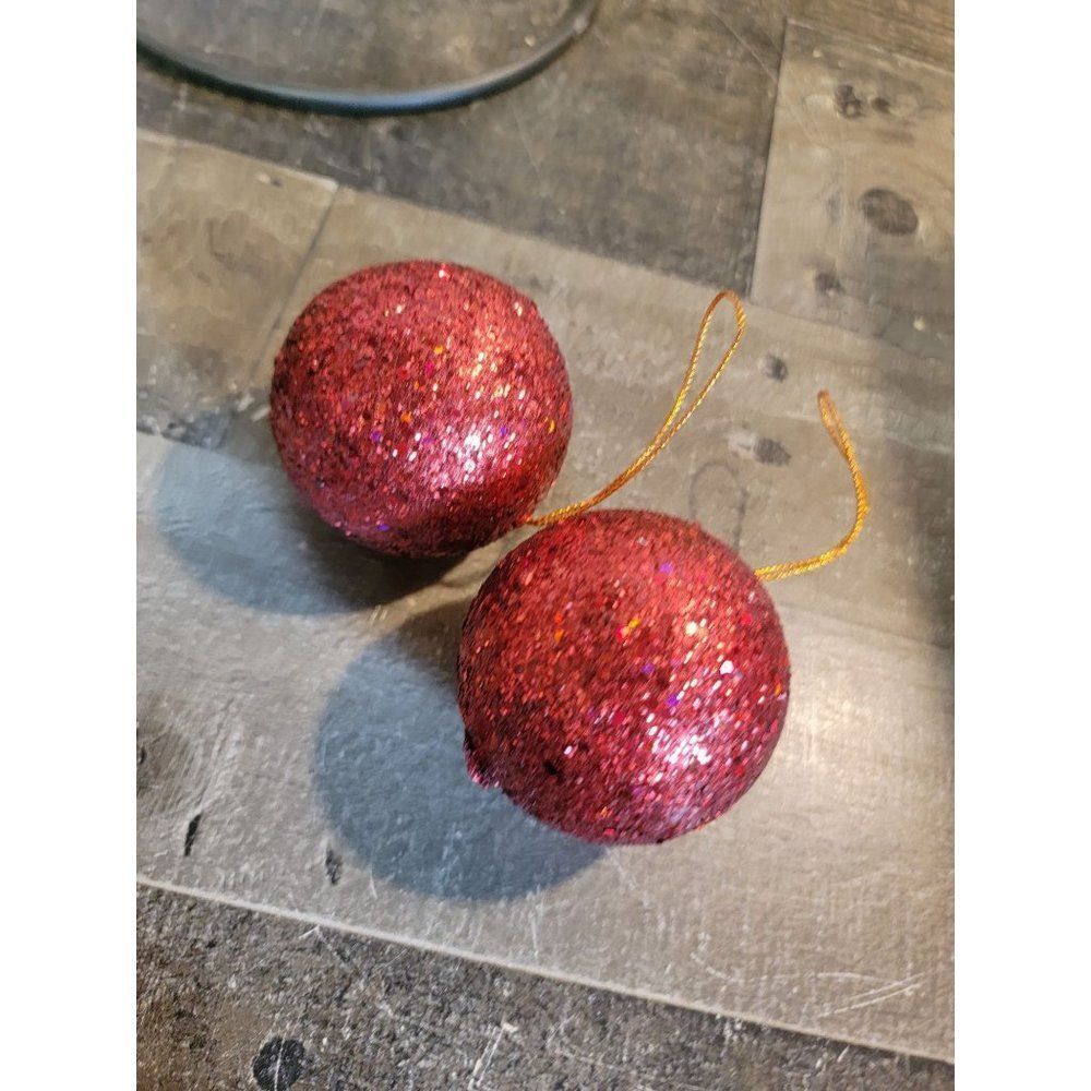 Ball ornament red glitter foam set xmas decor